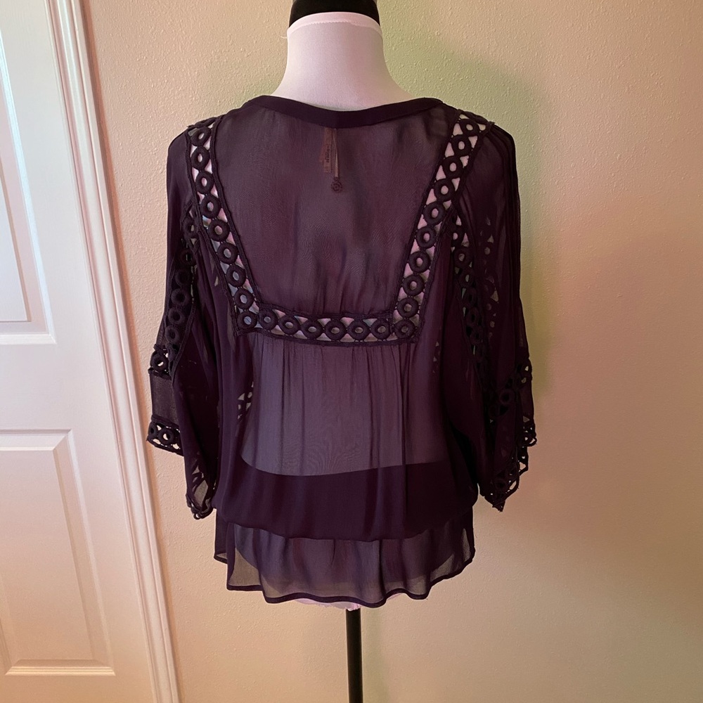 ANTHROPOLOGIE  Beautiful dark purple sheer top - Picture 5 of 9